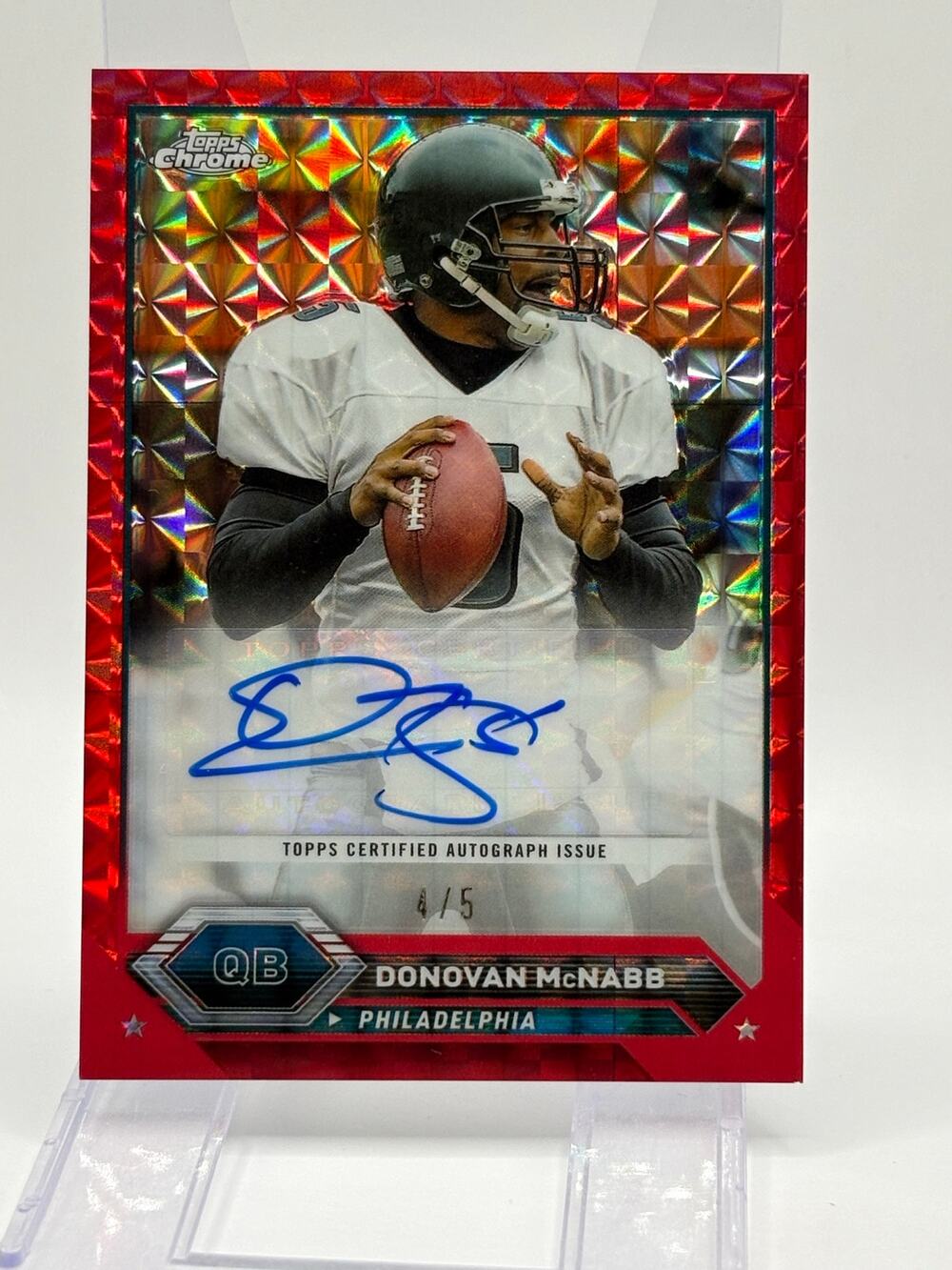 2023 Topps Chrome Donovan McNabb Red Geometric Auto 4/5 SSP Philadelphia Eagles
